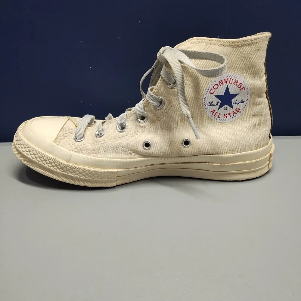 Converse All-Stars Des Garcons High Top Sneaker Mens Size 6 Cream‎ Logo Lace Up - Picture 6 of 16